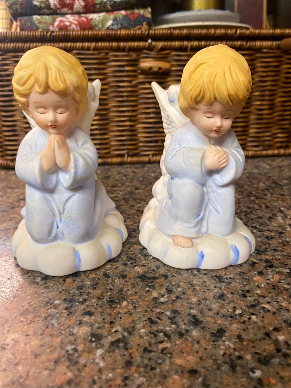 Vintage 1980’s Christmas Around The World Bisque Angel Candleholders